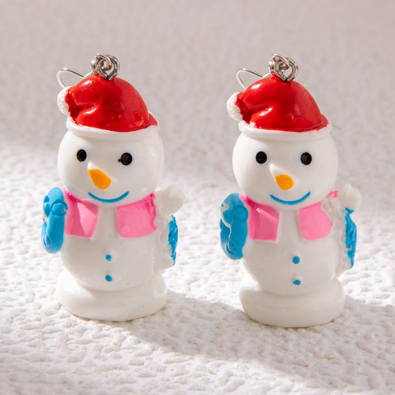 Wholesale Christmas Tree Penguin Dripping Oil Santa Hat Old Man Earrings